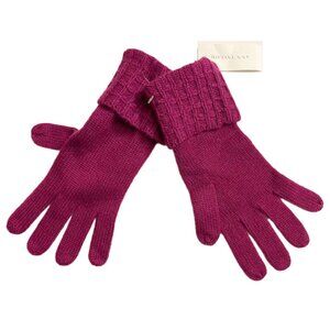 NWT Ann Taylor 100% Cashmere Gloves Burgundy ONE SIZE Very Soft Mittens